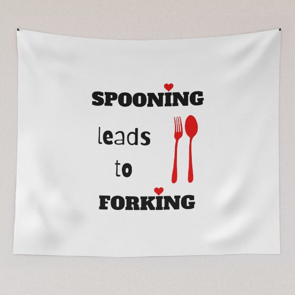 Item preview, Spooning leads to forking big spoon little spoon snuggle white designed and sold by daguilon.