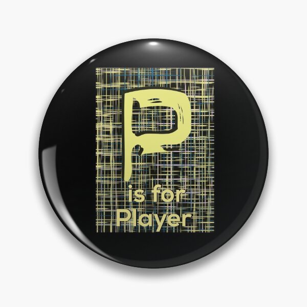 Item preview, P is for player yellow letter P on black and yellow grid designed and sold by AMSonArt.