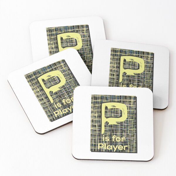 Item preview, P is for player yellow letter P on black and yellow grid designed and sold by AMSonArt.