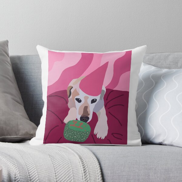 Happy Birthday Yellow Lab Throw Pillow