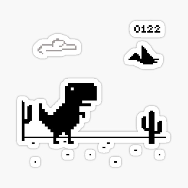 Offline - Unable to connect to the internet - Dino Game Sticker Sticker  for Sale by FoxBrother