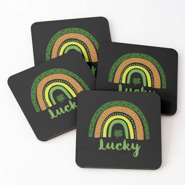 Item preview, St. Patrick's day Lucky charm Rainbow 4-leaf Shamrock 4-leaf clover designed and sold by Karo Art.