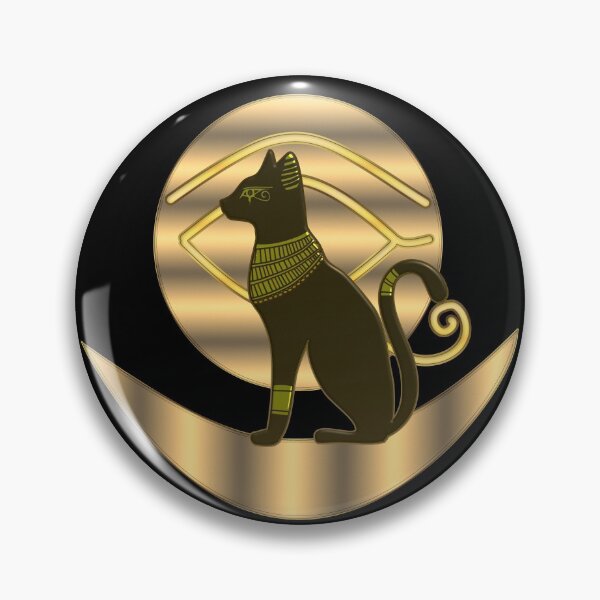 Egyptian cat goddess Bastet and ancient sun and moon symbol of royalty Pin