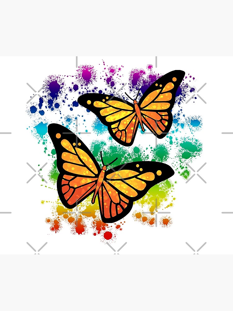 "Rainbow paint splatter butterflies" Photographic Print for Sale by