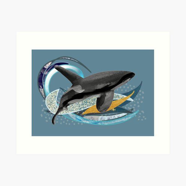 Orca Martini Glass Hand Painted Killer Whale Jumping Sunset Waves, Ocean,  Tropical 