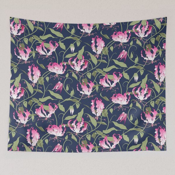 Item preview, Gloriosa - pink on dark blue designed and sold by kobyakov.