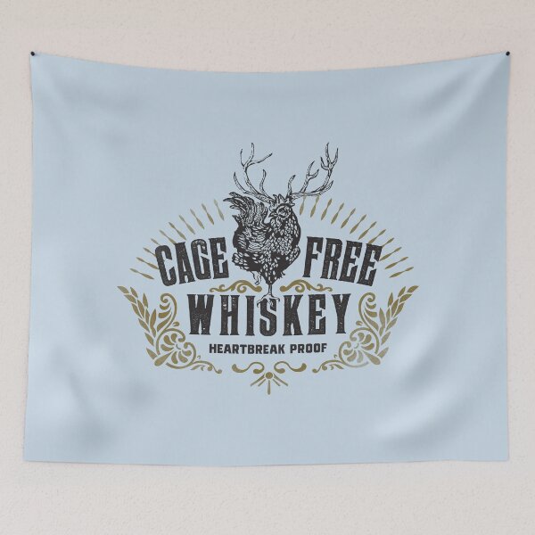 Item preview, "Cage Free Whiskey: Heartbreak Proof" Cool Chicken With Antlers Alcohol Shirt Art designed and sold by The Whiskey Ginger Design Shop.