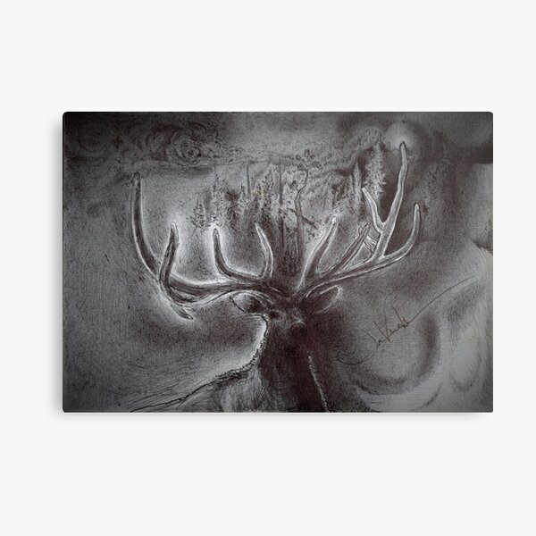 "Outdoor Elk Silhouette" Metal Print
