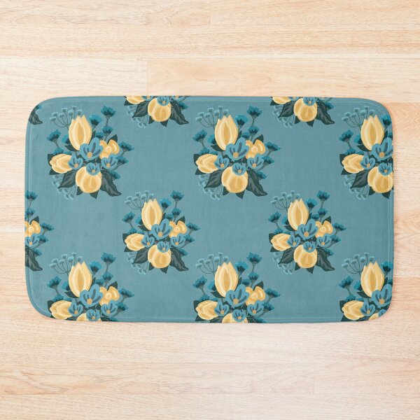 Item preview, Yellow Tulip and Blue Wildflower Bouquet Pattern designed and sold by GildedMiddleWay.