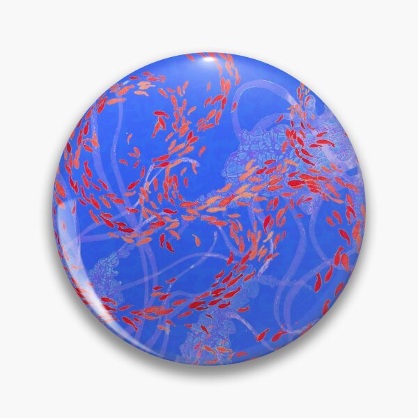 Item preview, Arabesque in Blues with transparent  Jellies and  small Red Fish designed and sold by glfd.