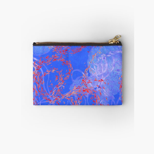 Item preview, Arabesque in Blues with transparent  Jellies and  small Red Fish designed and sold by glfd.