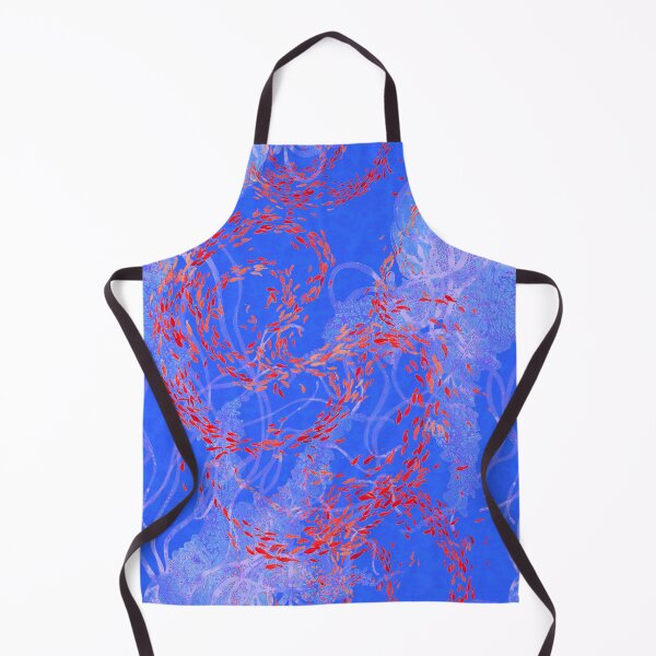 Item preview, Arabesque in Blues with transparent  Jellies and  small Red Fish designed and sold by glfd.