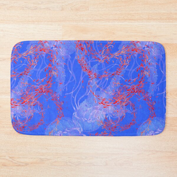 Item preview, Arabesque in Blues with transparent  Jellies and  small Red Fish designed and sold by glfd.