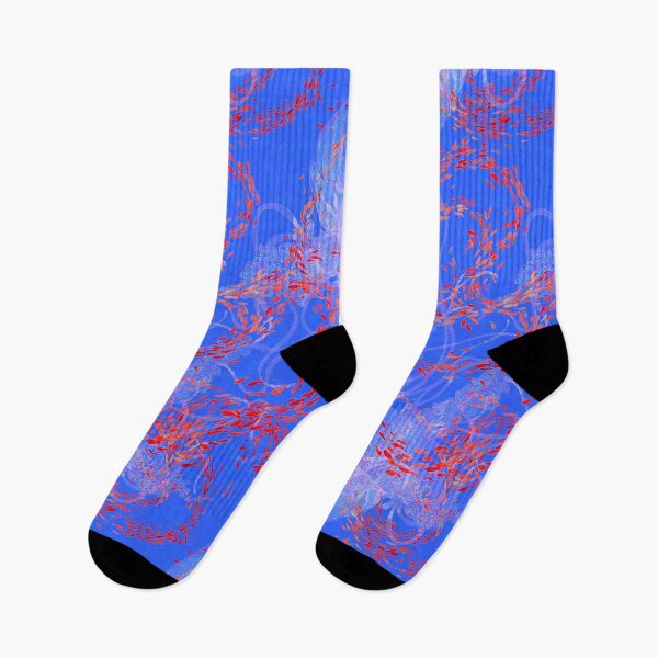 Item preview, Arabesque in Blues with transparent  Jellies and  small Red Fish designed and sold by glfd.