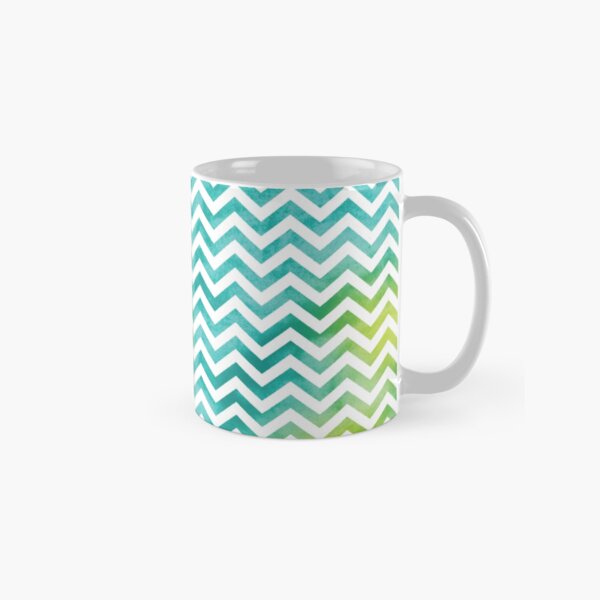 Green and Blue Chevron Watercolor Pattern Classic Mug