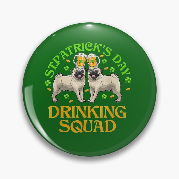 Item preview, St. Patrick's Day Pug Drinking Squad designed and sold by pugmom4.