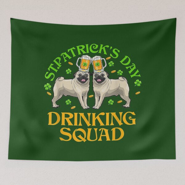 Item preview, St. Patrick's Day Pug Drinking Squad designed and sold by pugmom4.