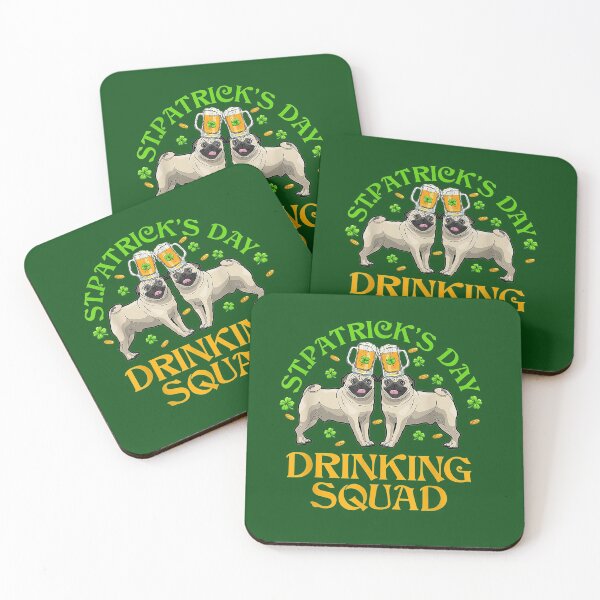 Item preview, St. Patrick's Day Pug Drinking Squad designed and sold by pugmom4.