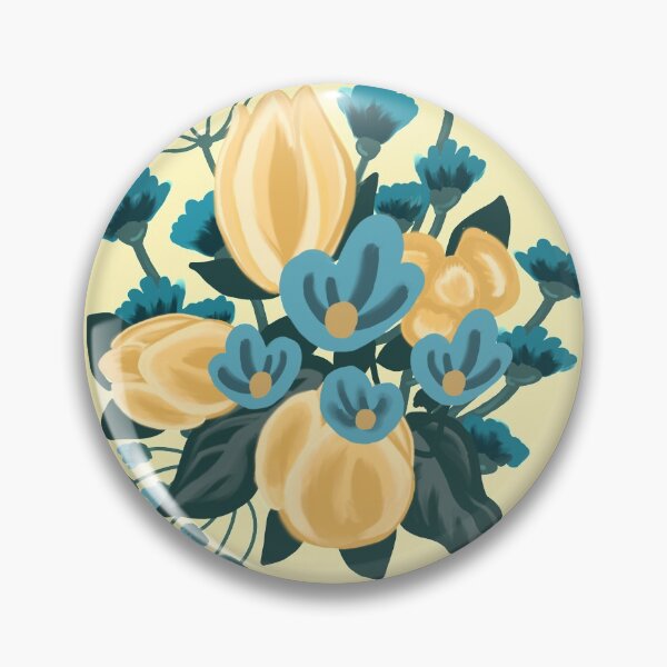 Item preview, Yellow Tulip and Blue Wildflower Bouquet designed and sold by GildedMiddleWay.
