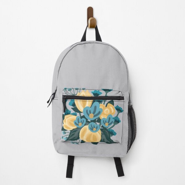 Item preview, Yellow Tulip and Blue Wildflower Bouquet designed and sold by GildedMiddleWay.
