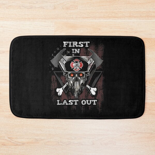 Item preview, First In Last Out Firefighter USA Flag designed and sold by BaseStore.