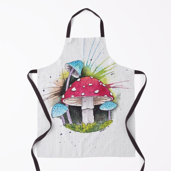 Item preview, Red And Blue Mushrooms In Watercolor designed and sold by Oirabot.