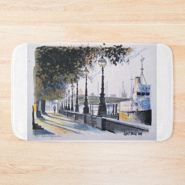 Item preview, Painting of London embankment showing Waterloo Bridge designed and sold by Al Benge - NZ & Australian Art.