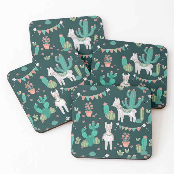 Item preview, Llamas and Cacti Pattern (Dark Background) designed and sold by GildedMiddleWay.
