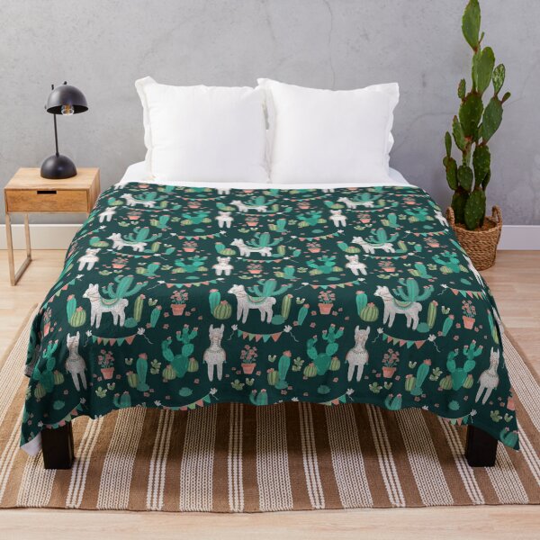 Item preview, Llamas and Cacti Pattern (Dark Background) designed and sold by GildedMiddleWay.