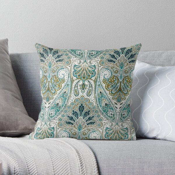 Tapestry, Green Hue, Floral, Pattern Throw Pillow