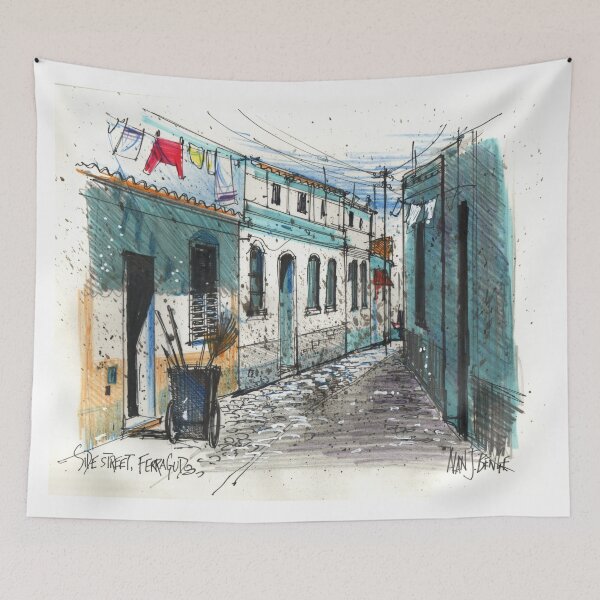 Item preview, Framed print artwork showing village sidestreet, Ferragudo, Portugal designed and sold by Al Benge.