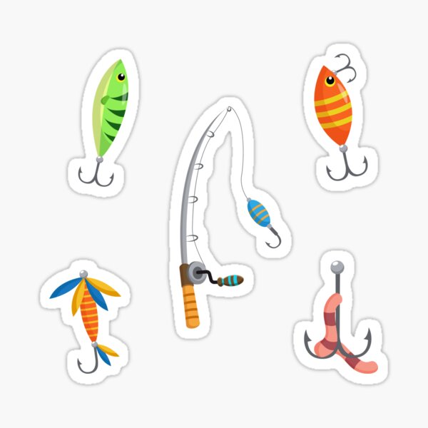 Fish Hook Fishing Lure Fishing Rod Sticker for Sale by