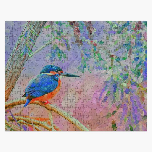 Kingfisher, Watercolour, Impressionist, Wildlife, Animal, Bird, Australia, Jigsaw Puzzle