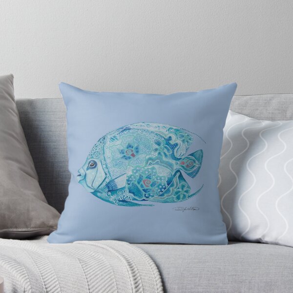 Item preview, Fleur Pez ángel batik azul cerúleo designed and sold by batikandesigns.