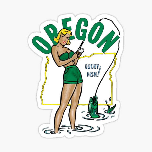 5 Sexy blonde fly fishing vinyl sticker. Busty pin up girl decal for tool  box.