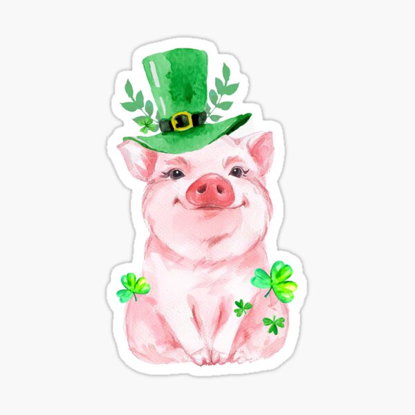 Funny Pig Shamrock St Patricks Day Sticker