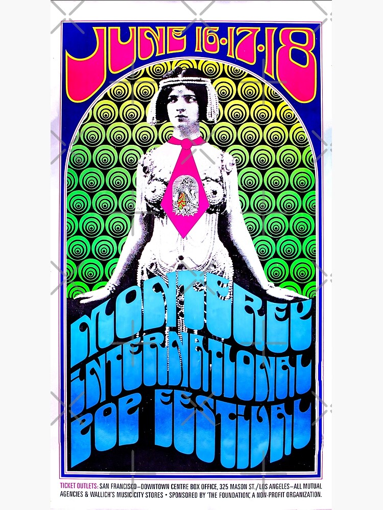 Discover Monterey Pop Festival 1967 Poster Vintage Rare High Quality Premium Matte Vertical Poster