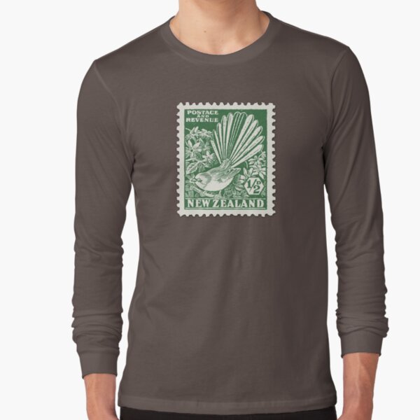 Fantail | New Zealand Fantail | New Zealand Postage Stamp 1/2d Fantail | Vintage Postage Stamps | Long Sleeve T-Shirt