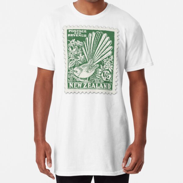 Fantail | New Zealand Fantail | New Zealand Postage Stamp 1/2d Fantail | Vintage Postage Stamps | Long T-Shirt
