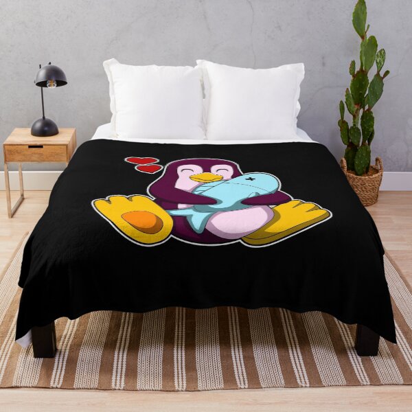 Aperçu de l'œuvre Penguin with Fish & Hearts créée et vendue par Snabdesign84.