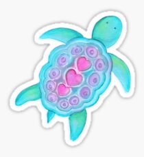 Whimsical turtle watercolor kids art Sticker