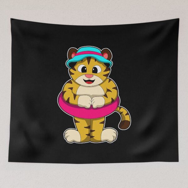Item preview, Tiger at Swimming with Swim ring & Hat designed and sold by Snabdesign84.