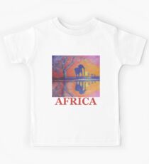 African Landscape with Elephant Kids Tee