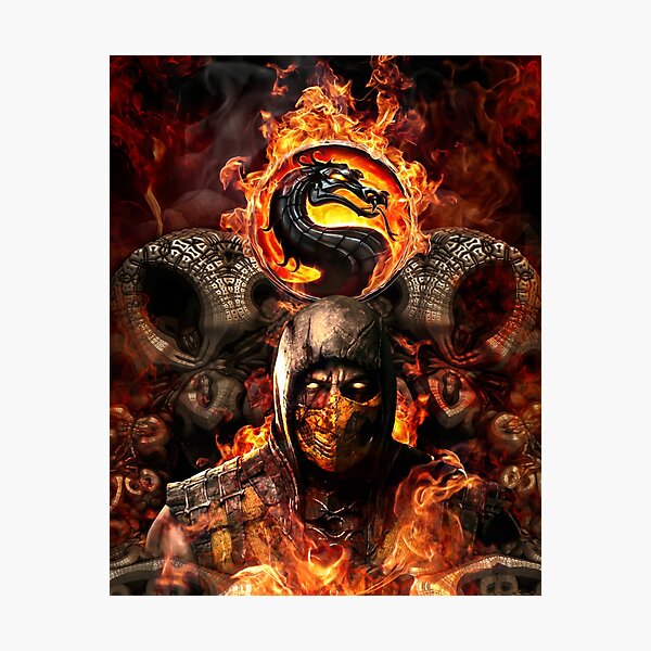 Scorpion Mortal Kombat Fan Art Photographic Print By Yuvimaginaria Redbubble