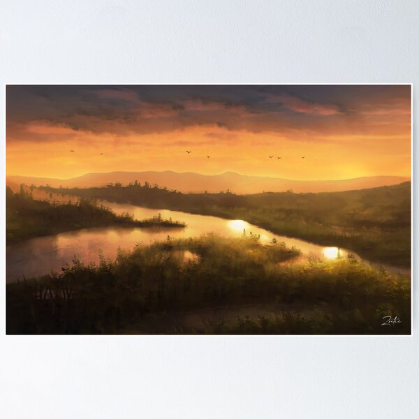 Item preview, Sunset Landscape Painting 6 designed and sold by ZoeticArt.