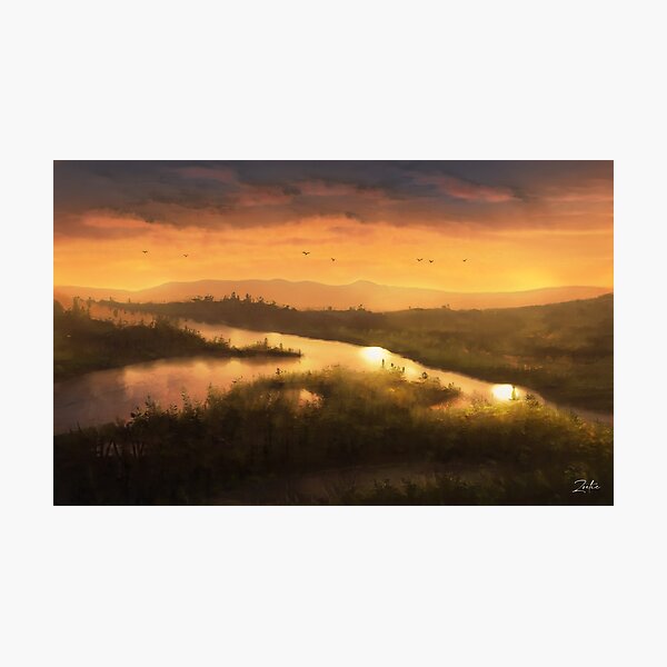 Item preview, Sunset Landscape Painting 6 designed and sold by ZoeticArt.