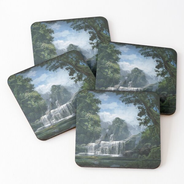 Item preview, Fantasy Waterfall Landscape Painting 8 designed and sold by ZoeticArt.