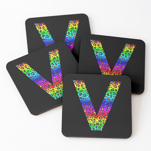 Item preview, The Letter V - Monogram in Dark Rainbow Leopard Print designed and sold by Bumblefuzzies.