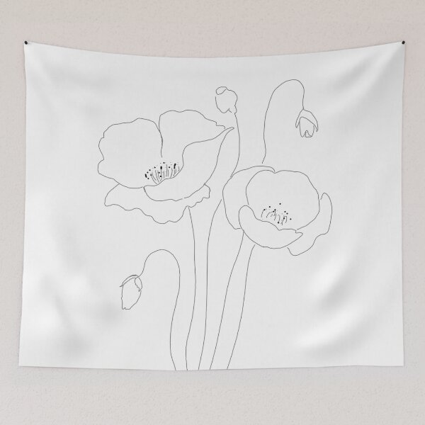 Item preview, poppies line drawing 2 designed and sold by ColorandColor.