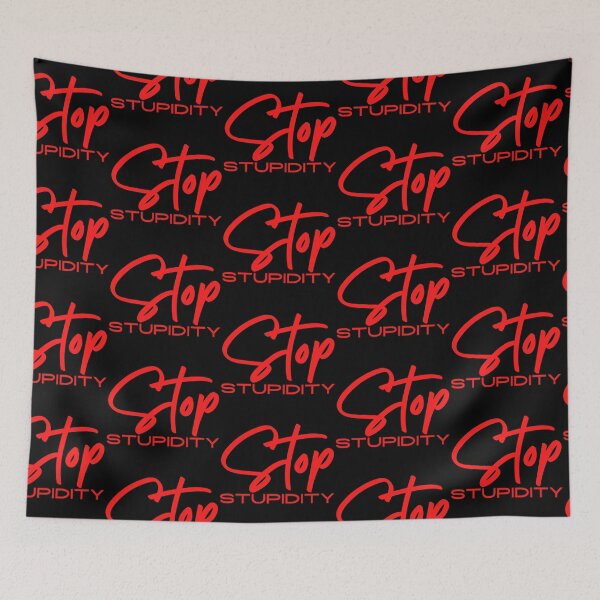 Item preview, Stop Stupidity Red Cursive Design designed and sold by SweetAndSpice.